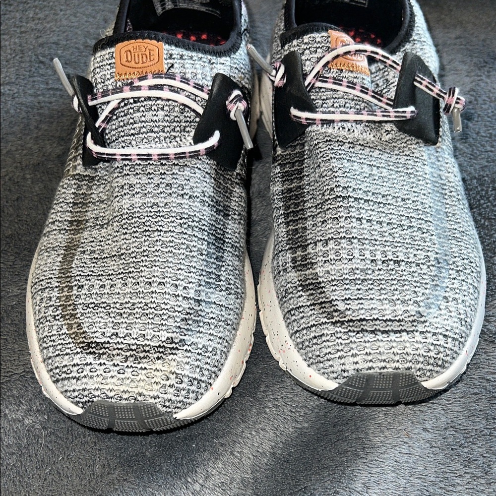 Hey Dude Women's Gray & Black Knit Slip-On Sneakers - Picture 3 of 6